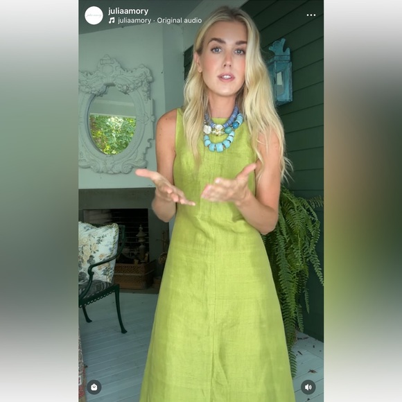 Julia Amory Silk Dupioni Jane Sleeveless Dress in Chartreuse Medium NWT rare - Picture 2 of 7